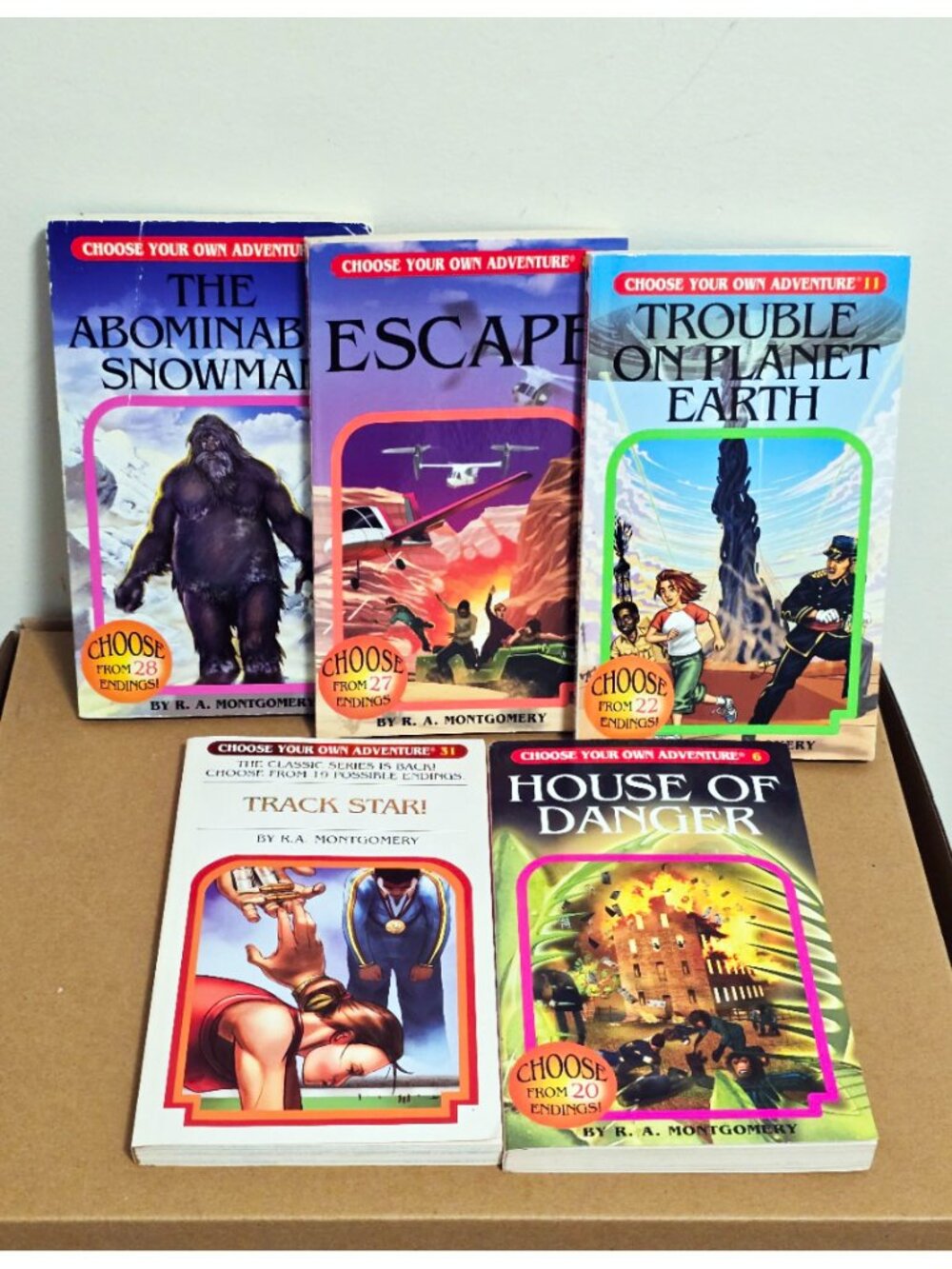 Choose Your Own Adventure 5 CYOA Books PB Track Star Abominable Snowman Escape +
